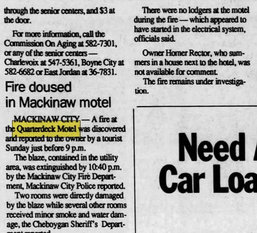 Hiawatha Motel (Quarterdeck Motel) - July 1992 Small Fire